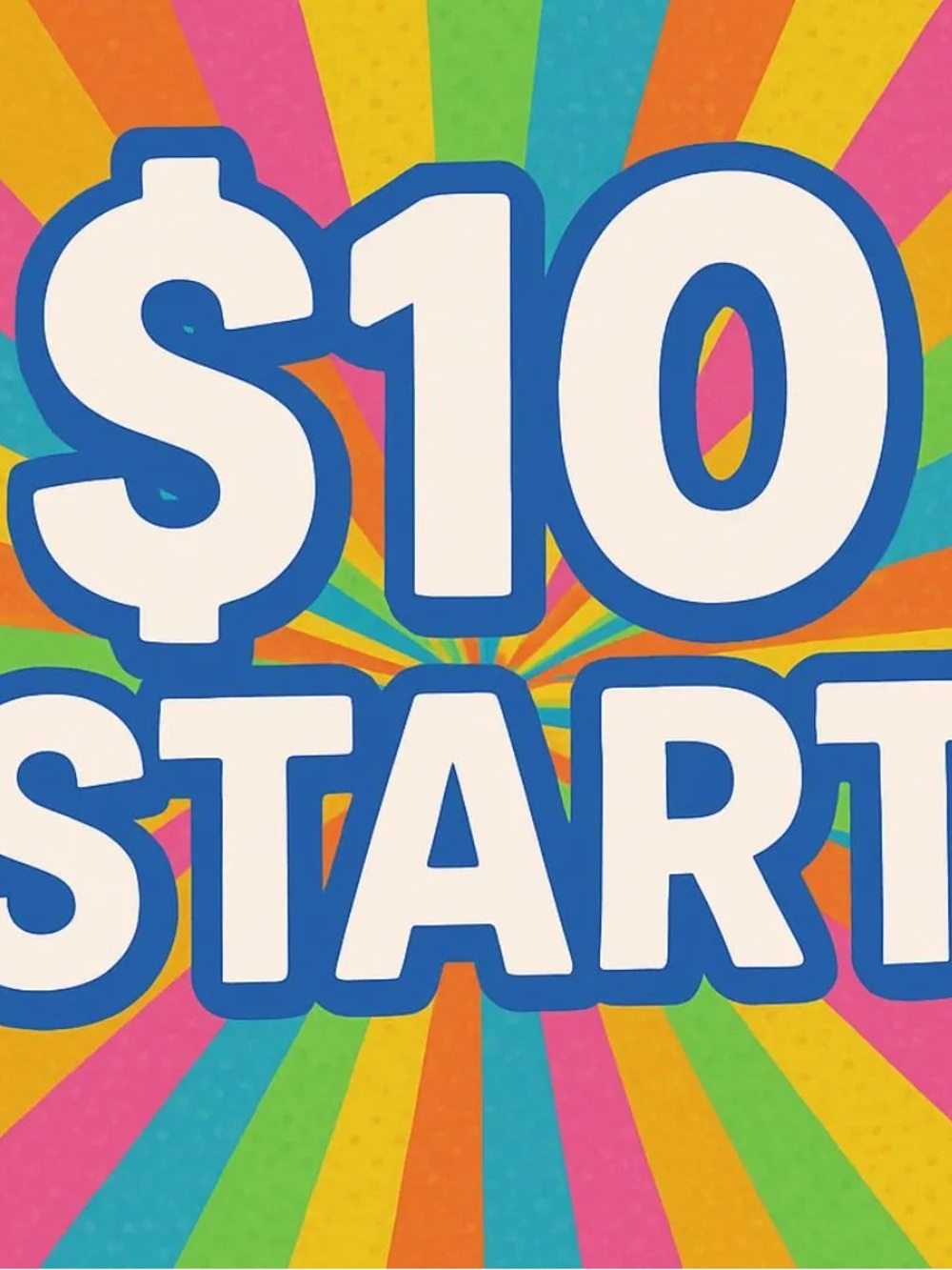 Colorful $10 Start Party Sign - Multicolor
